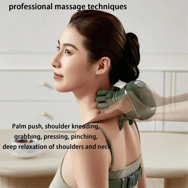 Wireless Shiatsu Kneading Massager with Heat | Rechargeable Neck, Shoulder & Back Massager for Muscle Relief