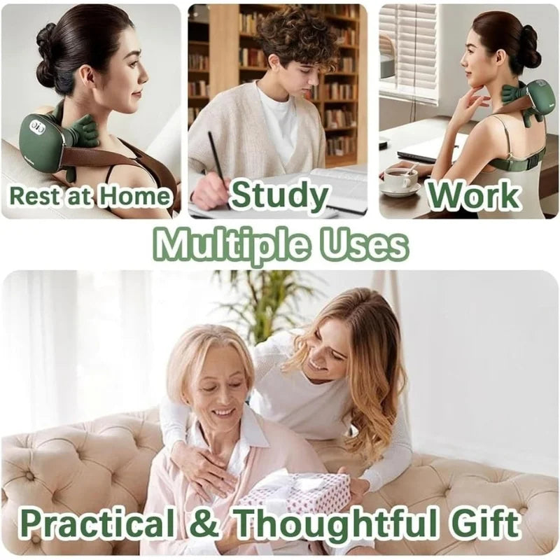 Wireless Shiatsu Kneading Massager with Heat | Rechargeable Neck, Shoulder & Back Massager for Muscle Relief