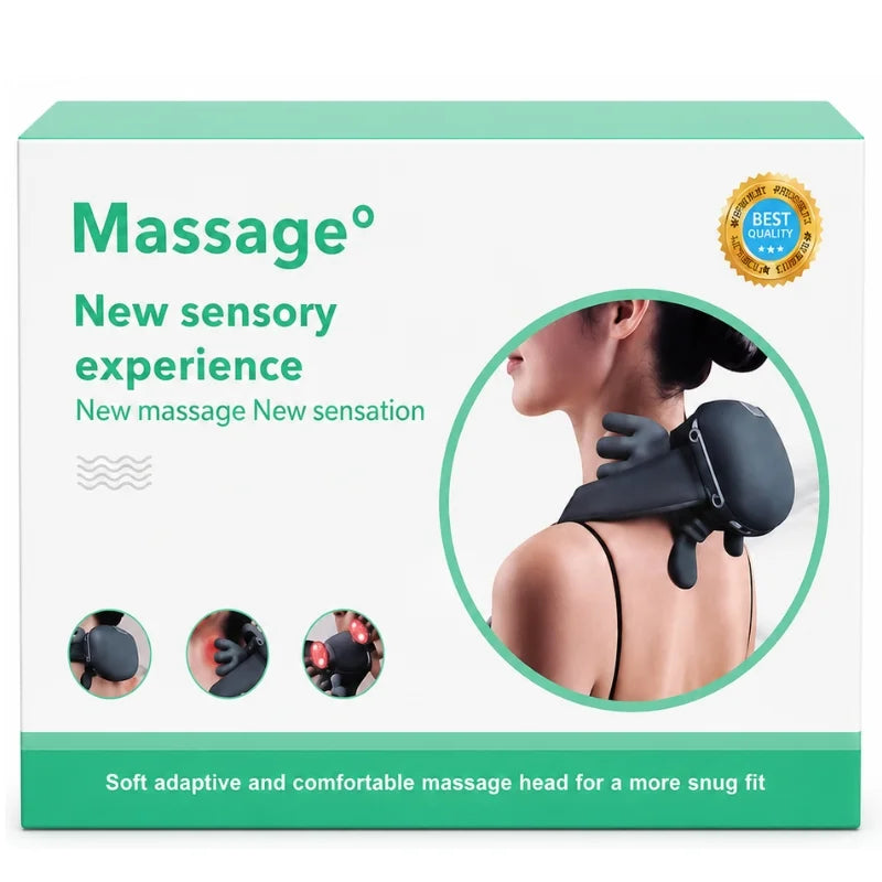 Wireless Shiatsu Kneading Massager with Heat | Rechargeable Neck, Shoulder & Back Massager for Muscle Relief